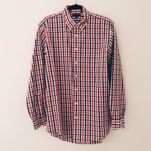 Lands End Men's Red White & Blue Dress Shirt